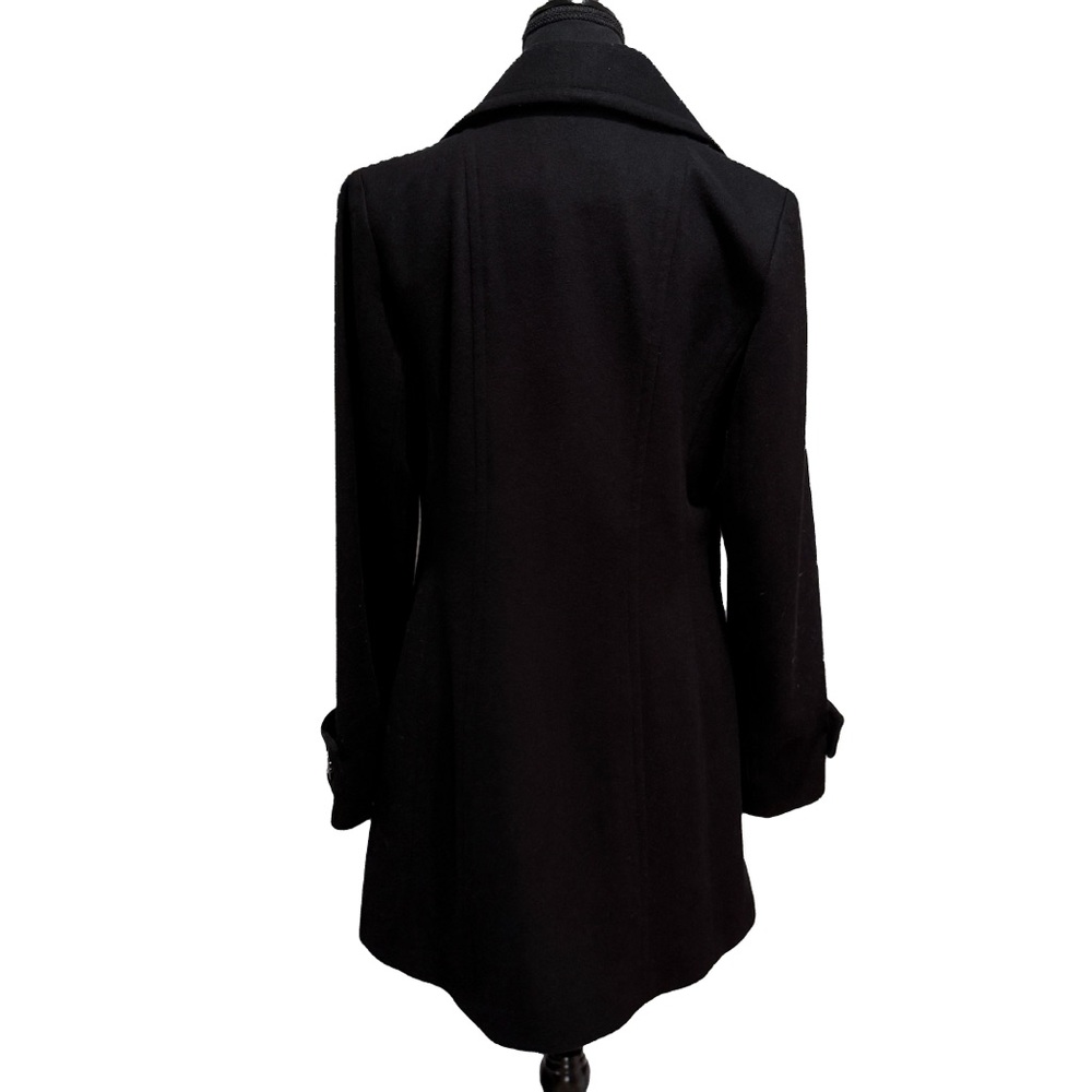 Anne Klein Wool Blend Pea Coat Black Double Breasted Medium - Picture 5 of 10
